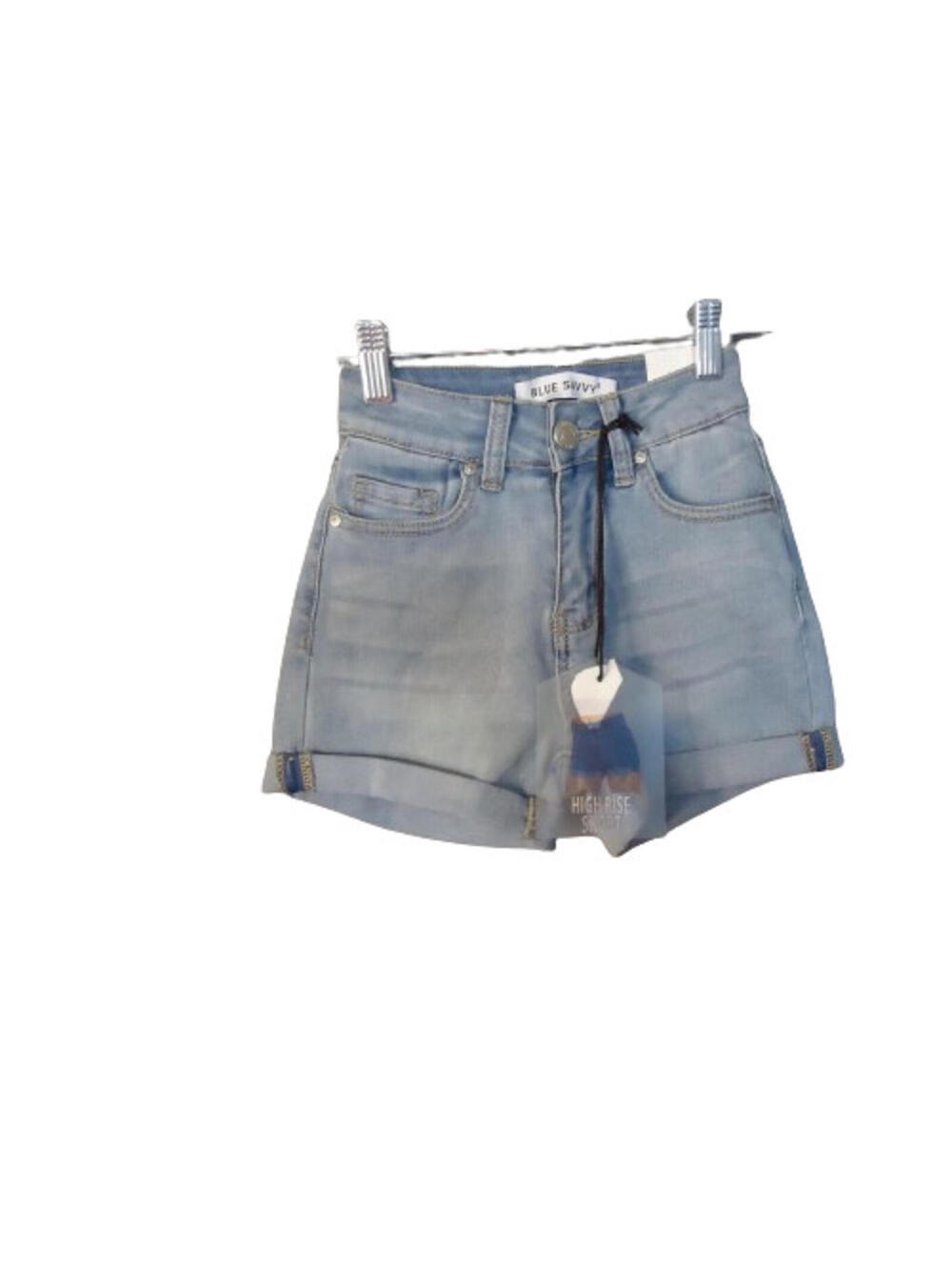 Blue Savvy Rayon Denim High Rise Short Size 00/23 Cuffed Shorts Super Stretch
